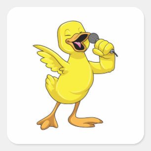 Duck als Singer met Microfoon Vierkante Sticker