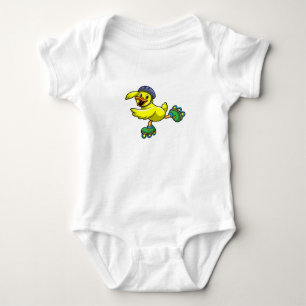 Duck als Skater met Schaatsen en helm Romper