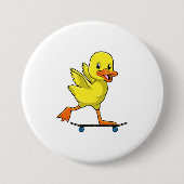 Duck als Skater met Skateboard Ronde Button 7,6 Cm (Voorkant)