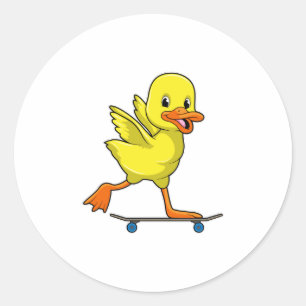 Duck als Skater met Skateboard Ronde Sticker