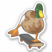 Duck als Skater met Skateboard Sticker (Voorkant)