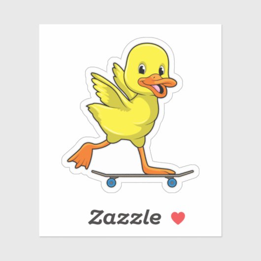 Duck als Skater met Skateboard Sticker (Vel)