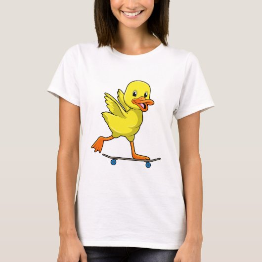 Duck als Skater met Skateboard T-shirt (Voorkant)