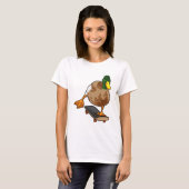 Duck als Skater met Skateboard T-shirt (Voorkant volledig)