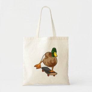 Duck als Skater met Skateboard Tote Bag