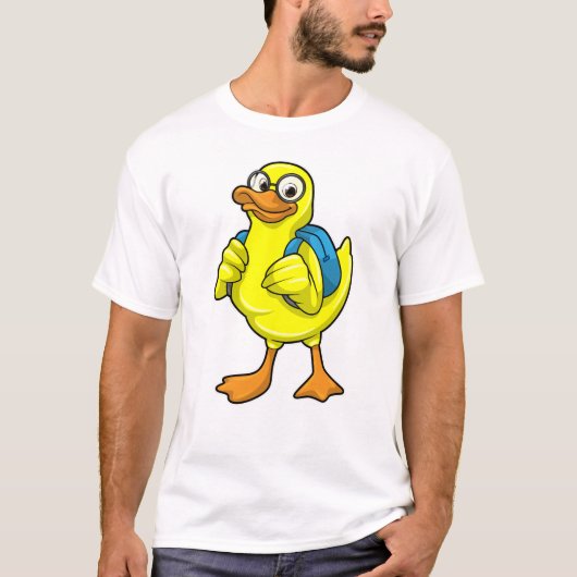 Duck als student met rugzak t-shirt (Voorkant)
