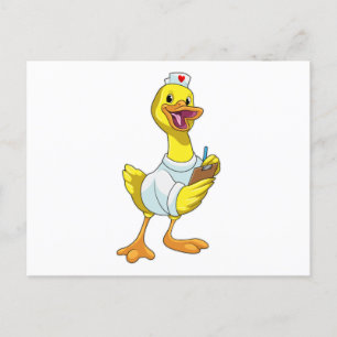Duck als verpleegster met hart briefkaart