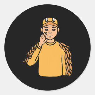 Duck Animal ASL Handgebaar Doof Gehoorverlies AWA Ronde Sticker