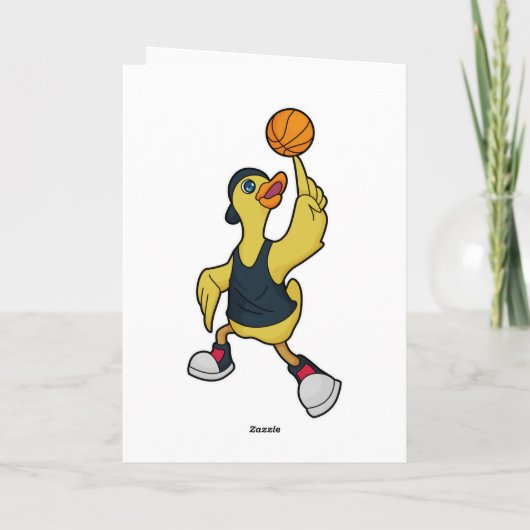 Duck as Baskeball player with Basketball Kaart (Achterkant)