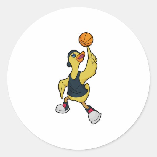 Duck as Baskeball player with Basketball Ronde Sticker (Voorkant)