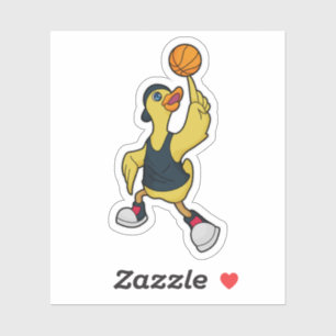 Duck as Baskeball player with Basketball Sticker