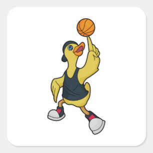 Duck as Baskeball player with Basketball Vierkante Sticker
