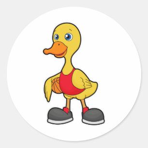 Duck as Basketball player with Basketball Ronde Sticker