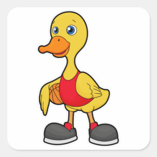 Duck as Basketball player with Basketball Vierkante Sticker