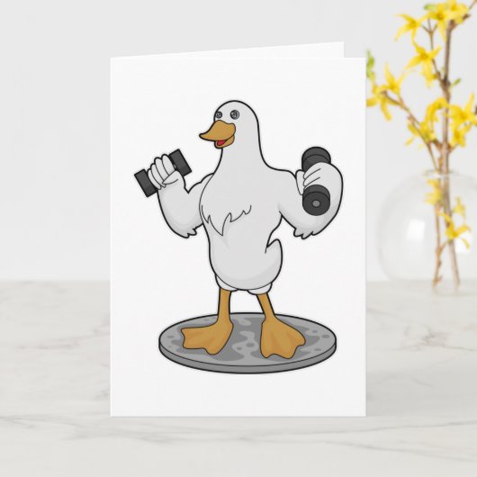 Duck as Bodybuilder with Dumbbells Kaart (Gele Bloem)