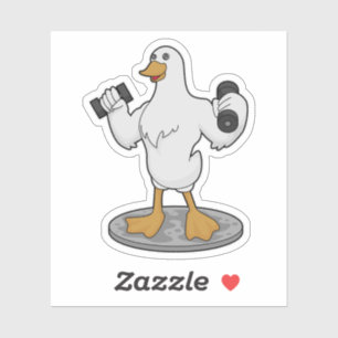 Duck as Bodybuilder with Dumbbells Sticker