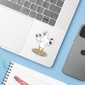 Duck as Bodybuilder with Dumbbells Sticker (Laptop met iPhone)