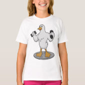 Duck as Bodybuilder with Dumbbells T-shirt (Voorkant)
