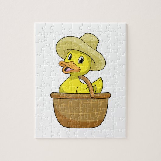 Duck as Farmer with Basket Legpuzzel (Verticaal)