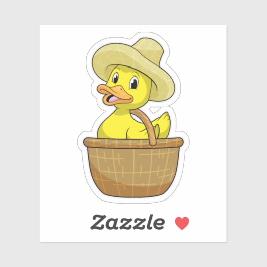Duck as Farmer with Basket Sticker (Vel)