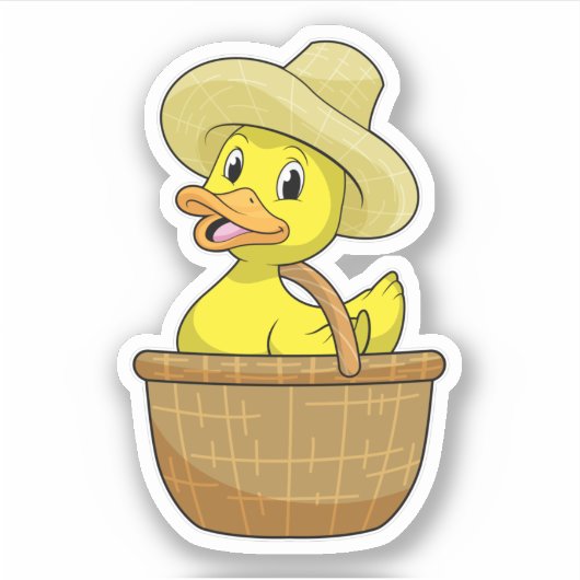 Duck as Farmer with Basket Sticker (Voorkant)