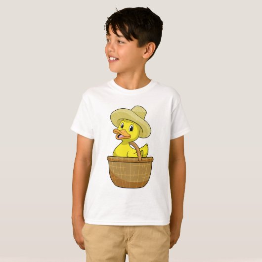 Duck as Farmer with Basket T-shirt (Voorkant volledig)