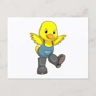 Duck as Farmer with Boots Briefkaart
