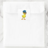 Duck as Pilot met Pilot pet Vierkante Sticker (Tas)