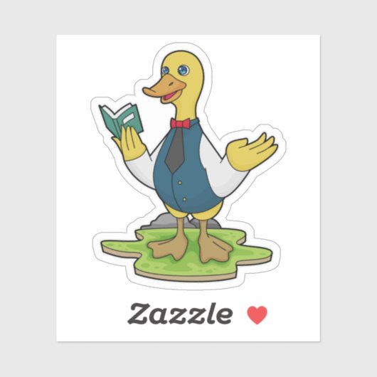 Duck as Teacher with Book Sticker (Vel)