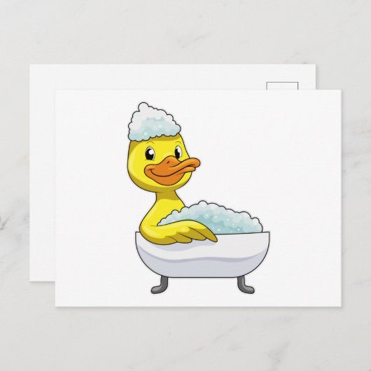 Duck at Bathing with Bathtub & Foam Briefkaart (Voorkant / Achterkant)