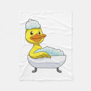Duck at Bathing with Bathtub & Foam Fleece Deken