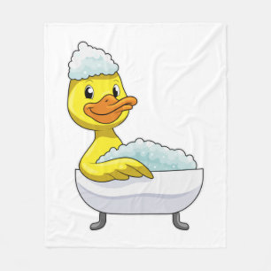 Duck at Bathing with Bathtub & Foam Fleece Deken