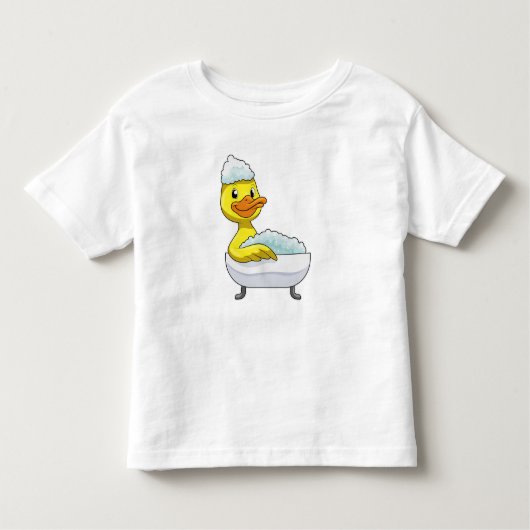 Duck at Bathing with Bathtub & Foam Kinder Shirts (Voorkant)