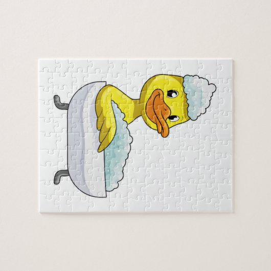 Duck at Bathing with Bathtub & Foam Legpuzzel (Horizontaal)