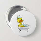 Duck at Bathing with Bathtub & Foam Ronde Button 7,6 Cm (Voorkant /achterkant)
