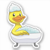 Duck at Bathing with Bathtub & Foam Sticker (Voorkant)