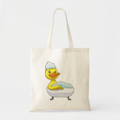 Duck at Bathing with Bathtub & Foam Tote Bag (Voorkant)