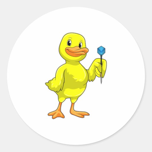 Duck at Darts with Dart Ronde Sticker (Voorkant)