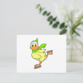 Duck at Ice skating with Ice schaatsen Briefkaart (Staand voorkant)
