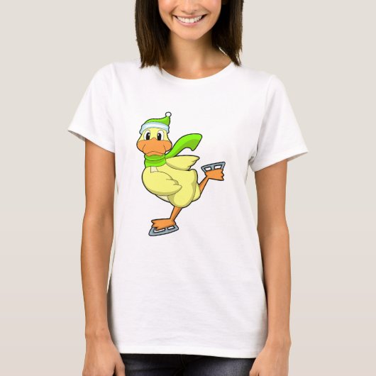 Duck at Ice skating with Ice schaatsen T-shirt (Voorkant)