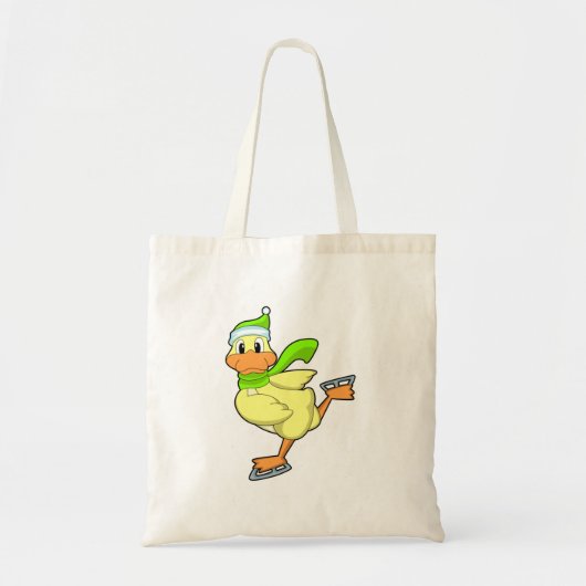 Duck at Ice skating with Ice schaatsen Tote Bag (Voorkant)