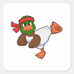 Duck at Martial arts Karate Vierkante Sticker