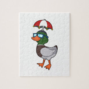 Duck at Raining with Umbrella.PNG Legpuzzel