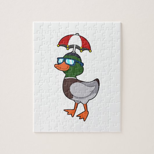 Duck at Raining with Umbrella.PNG Legpuzzel (Verticaal)