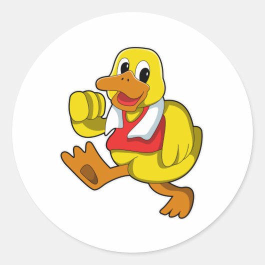 Duck at Running Ronde Sticker (Voorkant)
