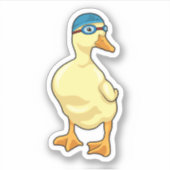 Duck at Swimming with Swimming goggles Sticker (Voorkant)