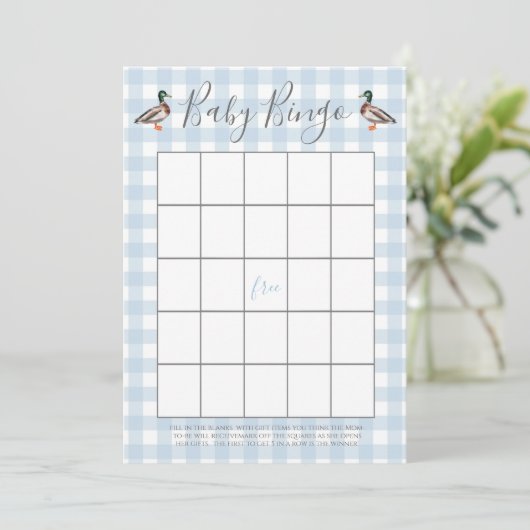 Duck Baby shower Bingo Kaarten (Staand voorkant)