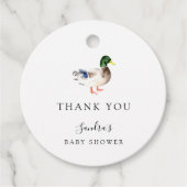 Duck Baby shower Elegant Dank u Script Chic Bedankjes Labels (Voorkant)