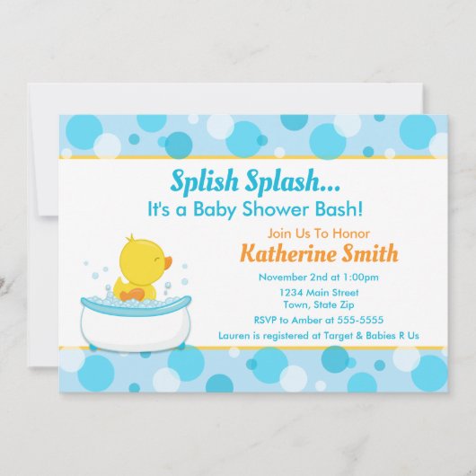 Duck Baby shower Invitation Baby Duck Boy Kaart (Voorkant)