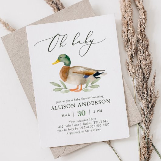 Duck Baby shower Invitation Kaart